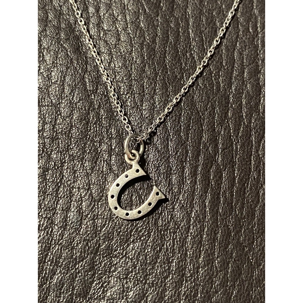 925 Sterling Silver Horseshoe Pendant Necklace 18"Chain Italy 514 AR Nardi Gold
